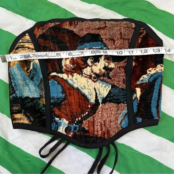 PSYCHIC OUTLAW corset! Lace up recycled clothing tapestry - Picture 4 of 8